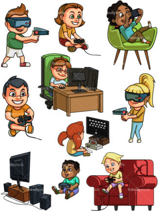 324x432 Boy Gamer Playing Video Games Cartoon Clipart Vector