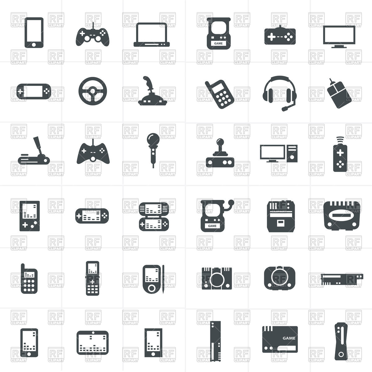 1200x1200 Video Game And Joystick Icons Vector Image Vector Artwork Of