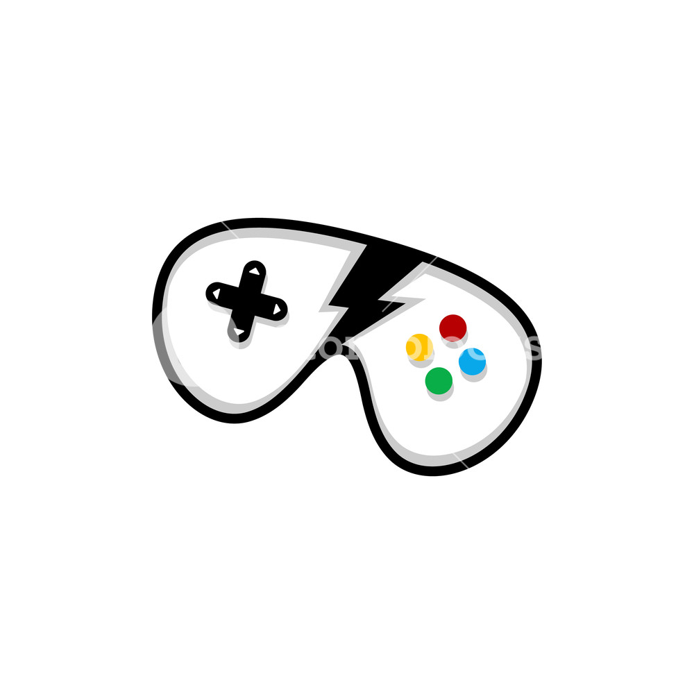 1000x1000 Video Game Console Joystick With Bolt Lightning Vector Art Royalty