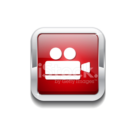 440x440 Video Camera Red Vector Icon Button Stock Vector