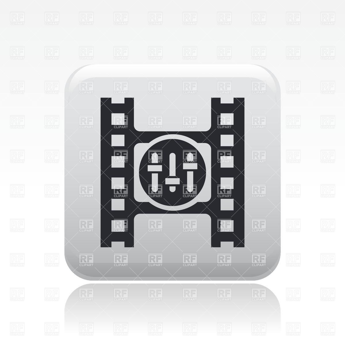 1200x1200 Video Player Icon With Film And Sound Mixer Sliders Vector Image