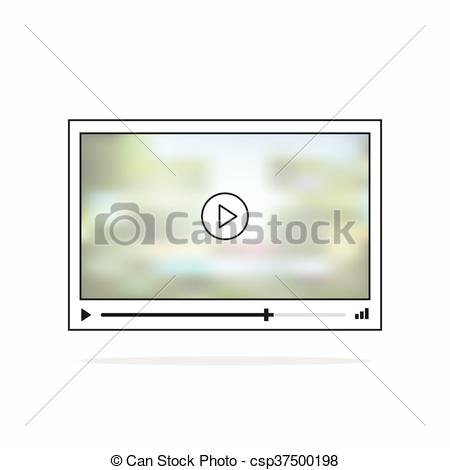450x470 Video Player Vector Icon Isolated On White, Flat Line Art Outline