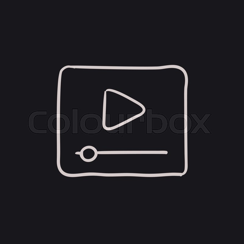800x800 Video Player Vector Sketch Icon Isolated On Background. Hand Drawn