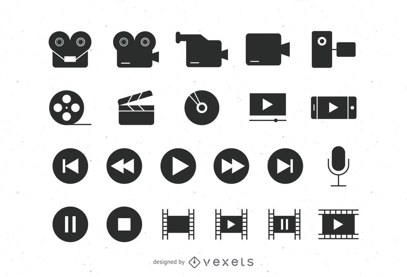 837x570 Flat Video Icons Collection