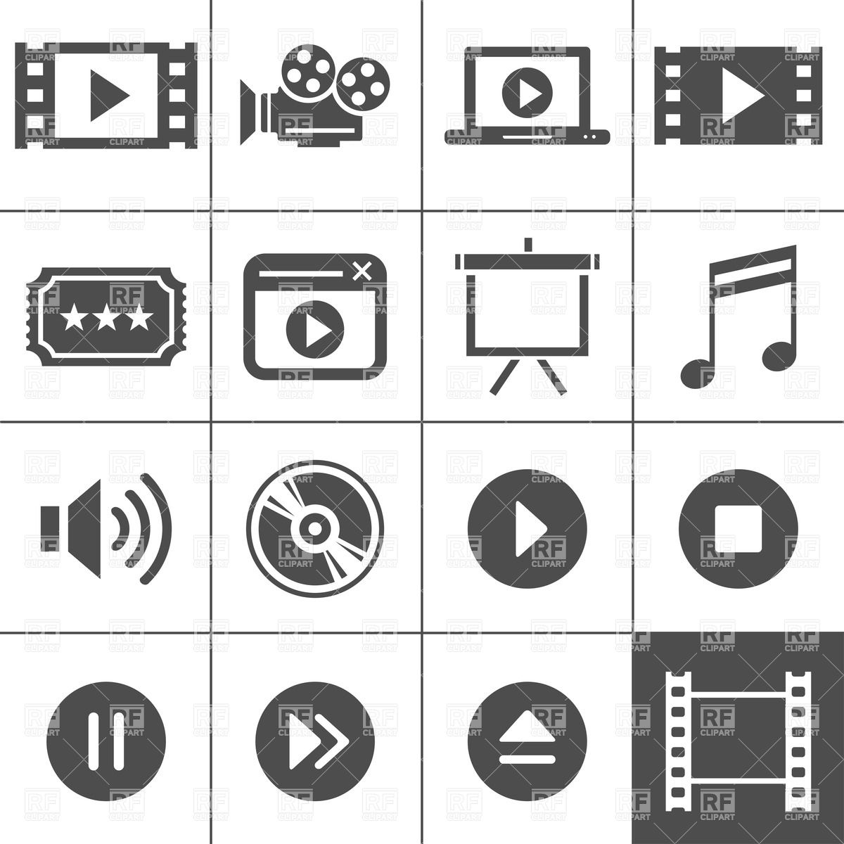 1200x1200 Video And Cinema Icon Set Vector Image Vector Artwork Of Icons