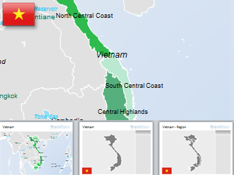 340x255 Vietnam Map Regions, Outline