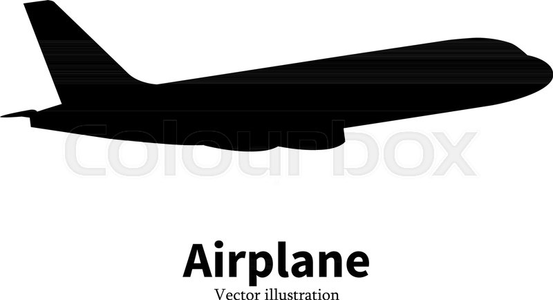 800x434 Vector Illustration Of Black Airplane Silhouette. Isolated On