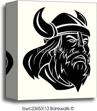 342x390 Canvas Print Of Viking Head Vector Illustration Barewalls