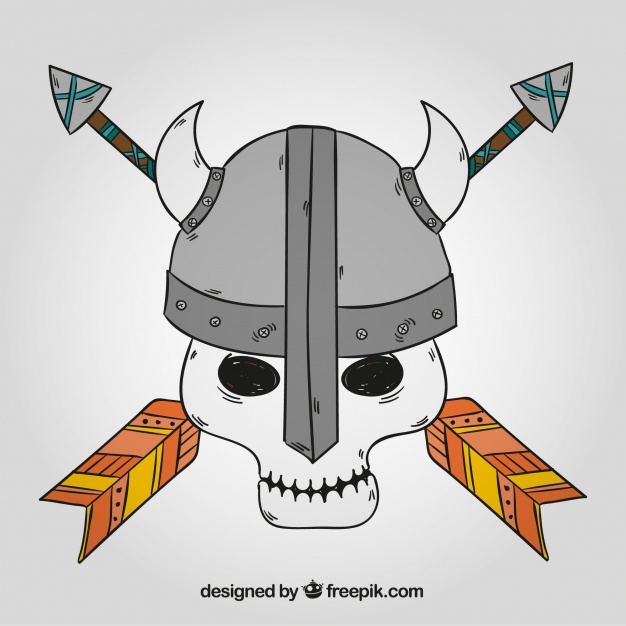 626x626 Skull Background With Hand Drawn Viking Helmet Vector Free Download