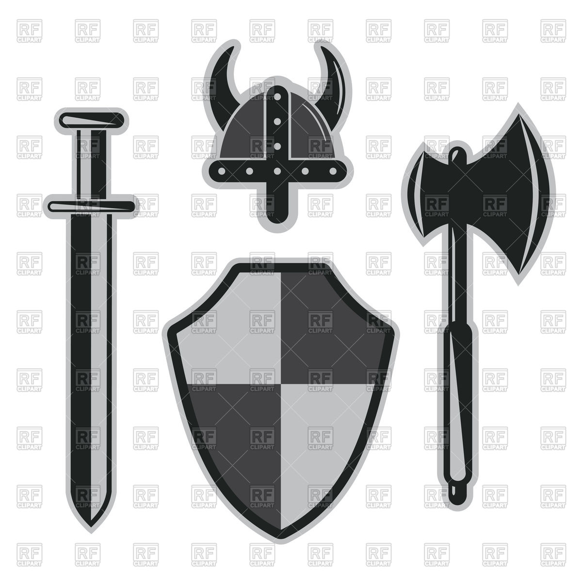 1200x1200 Viking Sword, Helmet, Shield Vector Image Vector Artwork Of