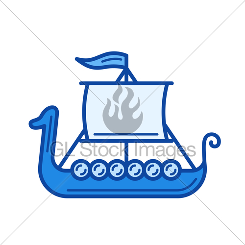 500x500 Viking Ship Line Icon. Gl Stock Images