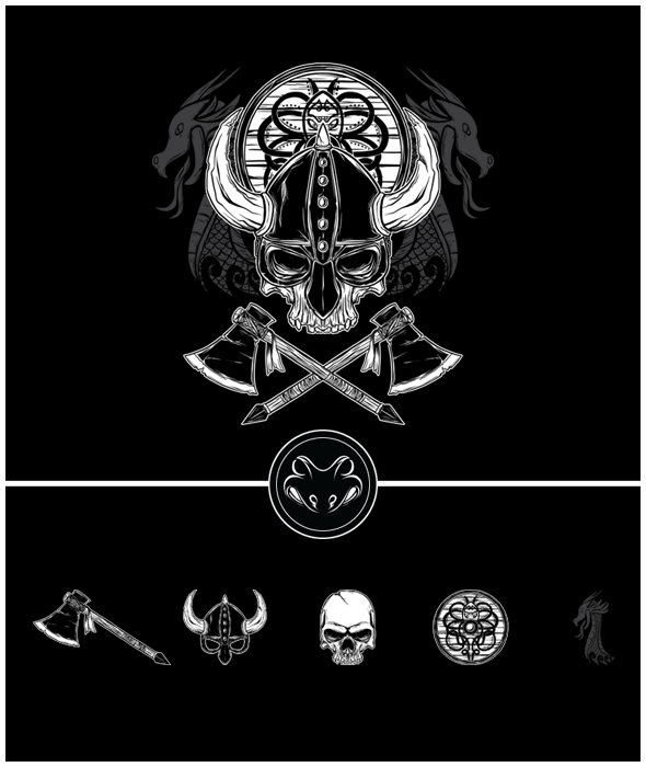 590x700 Vector Viking Skull Illustration