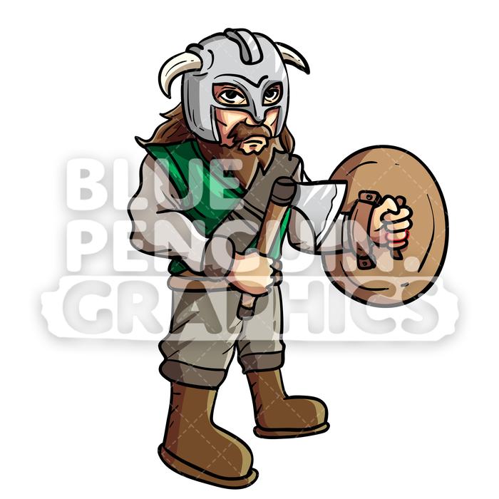 700x700 Hugi Cool Viking Vector Cartoon Clipart Illustration Blue