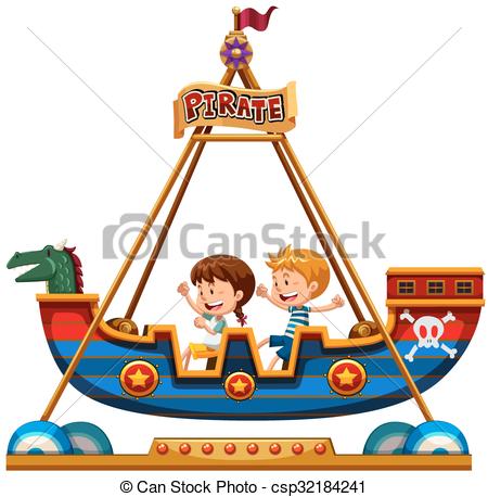 450x458 Children Riding On Viking Illustration.