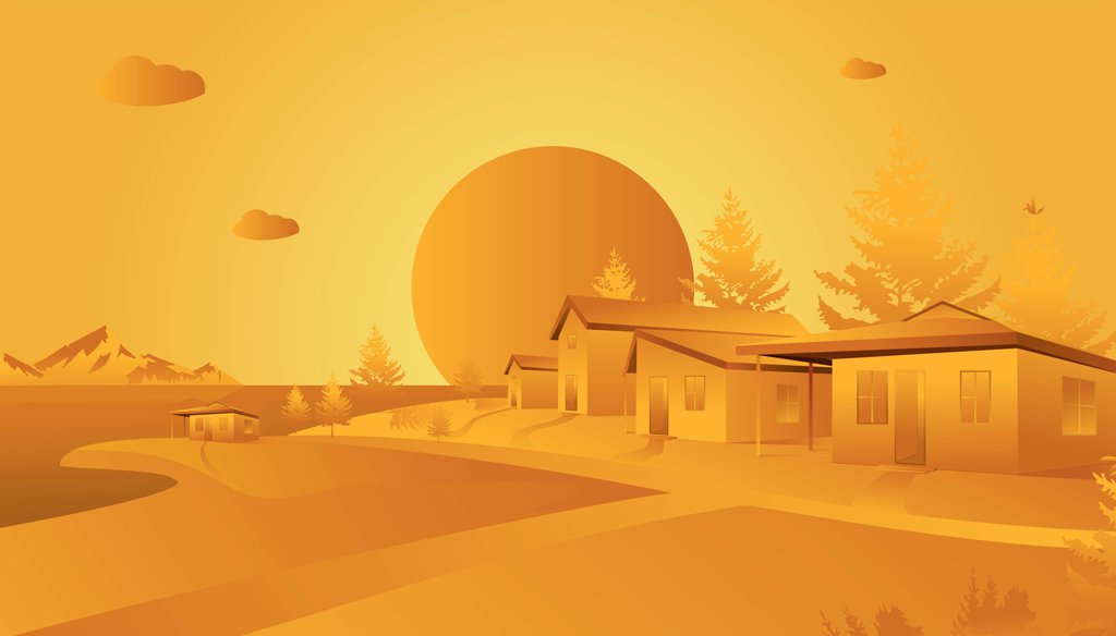 1024x584 Village Landscape Vector Vector Art Amp Graphics