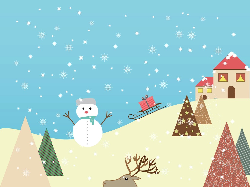 1024x766 Christmas Village Vector Art Amp Graphics
