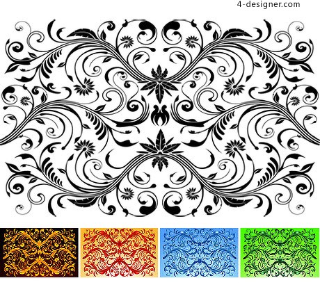 460x410 4 Designer Classical Flower Vine Pattern Vector Material