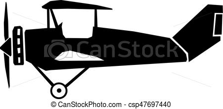 450x220 Silhouette Of Vintage Airplane, Side View.