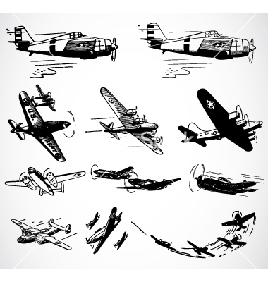 380x400 16 Vintage Plane Vector Images