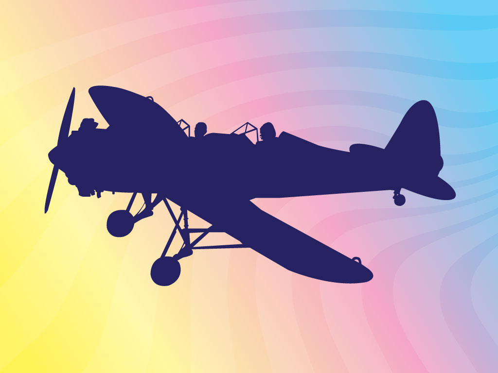1024x768 Vintage Plane Silhouette