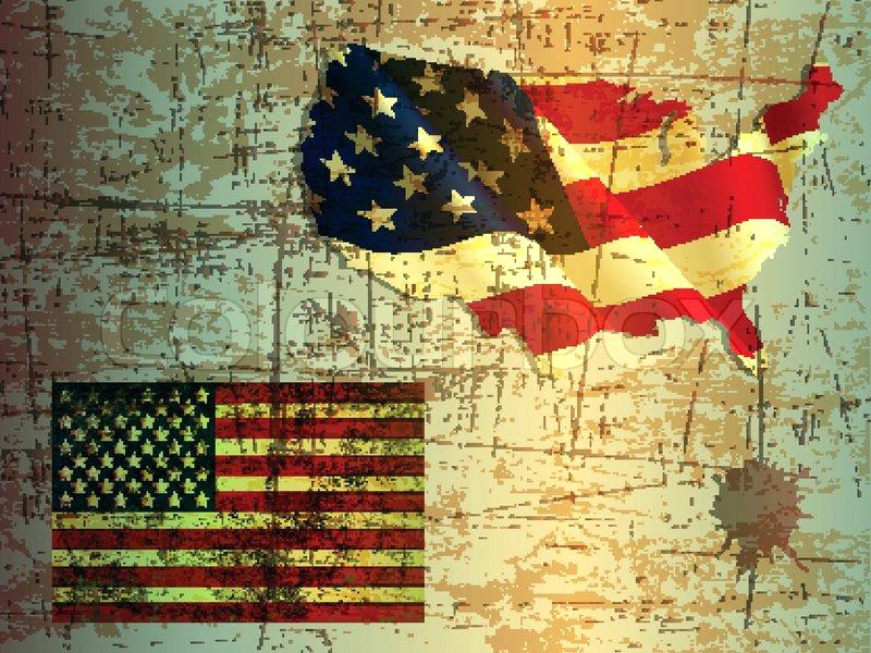 800x600 Vintage American Flag Grunge Background Of United States And