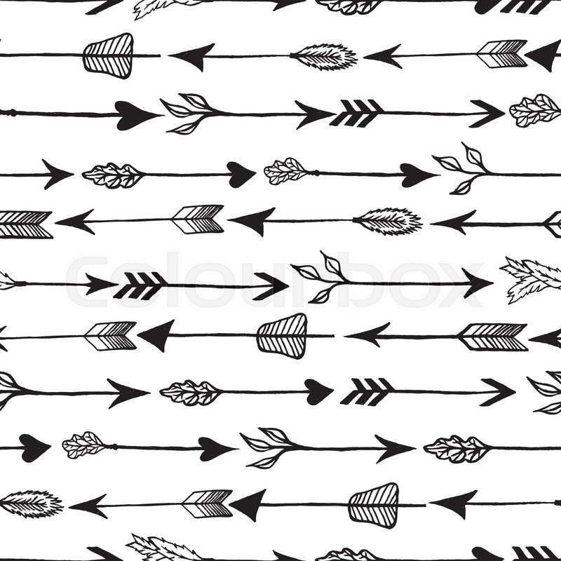 800x800 Hand Drawn Vintage Vector Arrow Background. Arrow Rustic Seamless