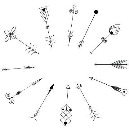 416x416 Arrow Clip Tribal Vintage Retro Arrows Vector Premium Clipart