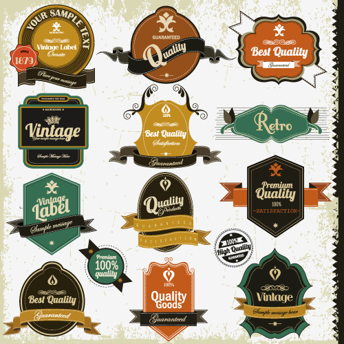 500x500 Set Of Vintage Badges Amp Labels Vector 01 Free Download