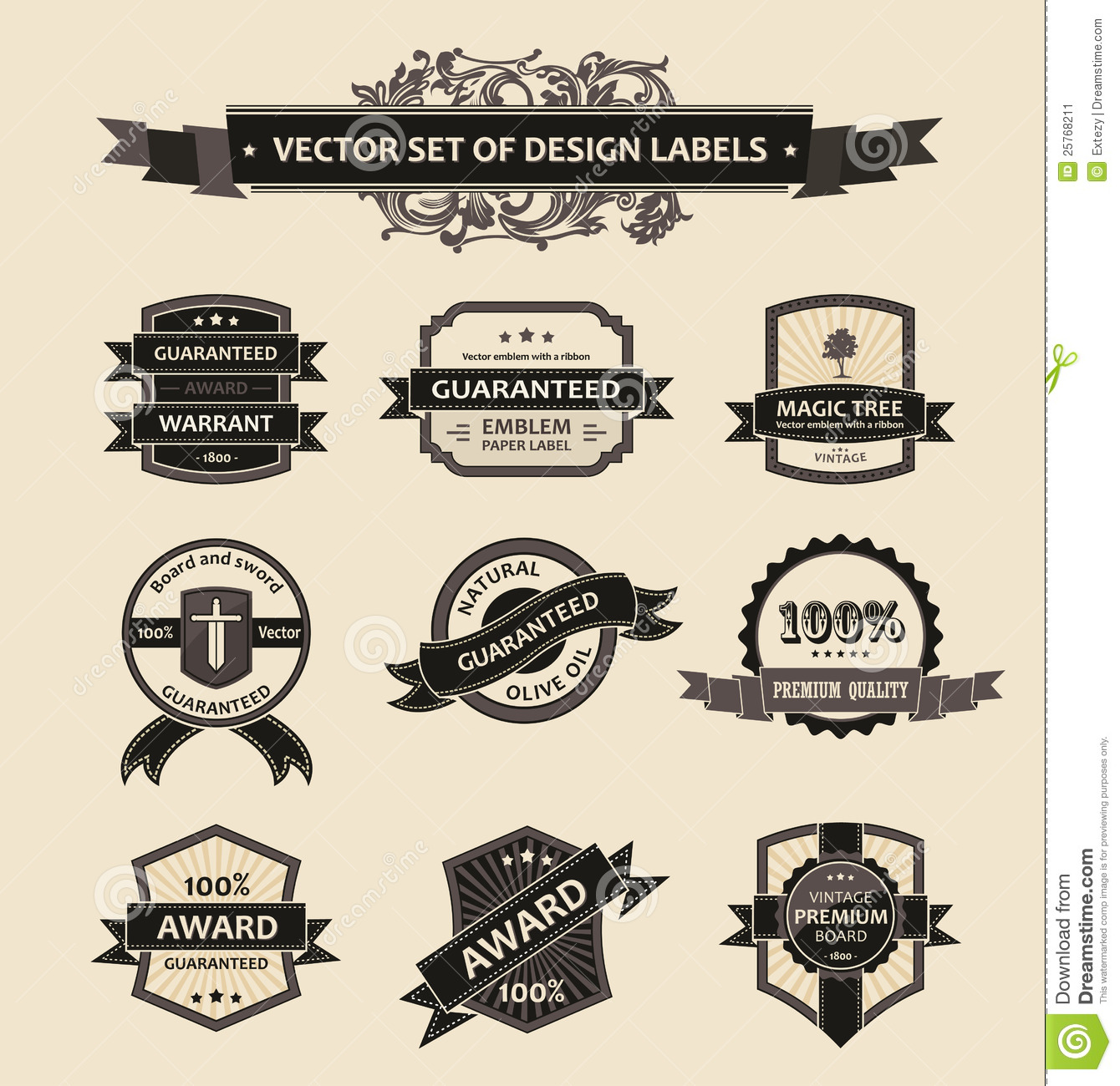 1340x1300 Vintage Ribbon Logo Image Royalty Free