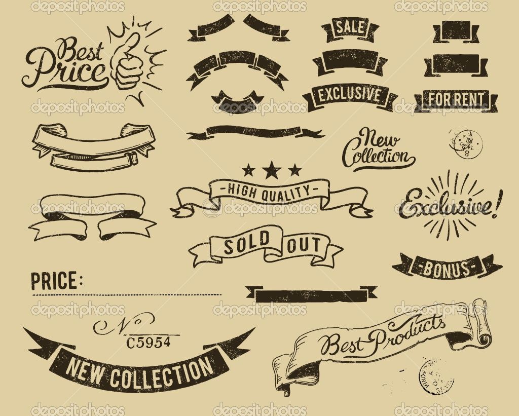 1024x821 Vintage Banners Vintage Sale Icons Set Stock Vector Milos