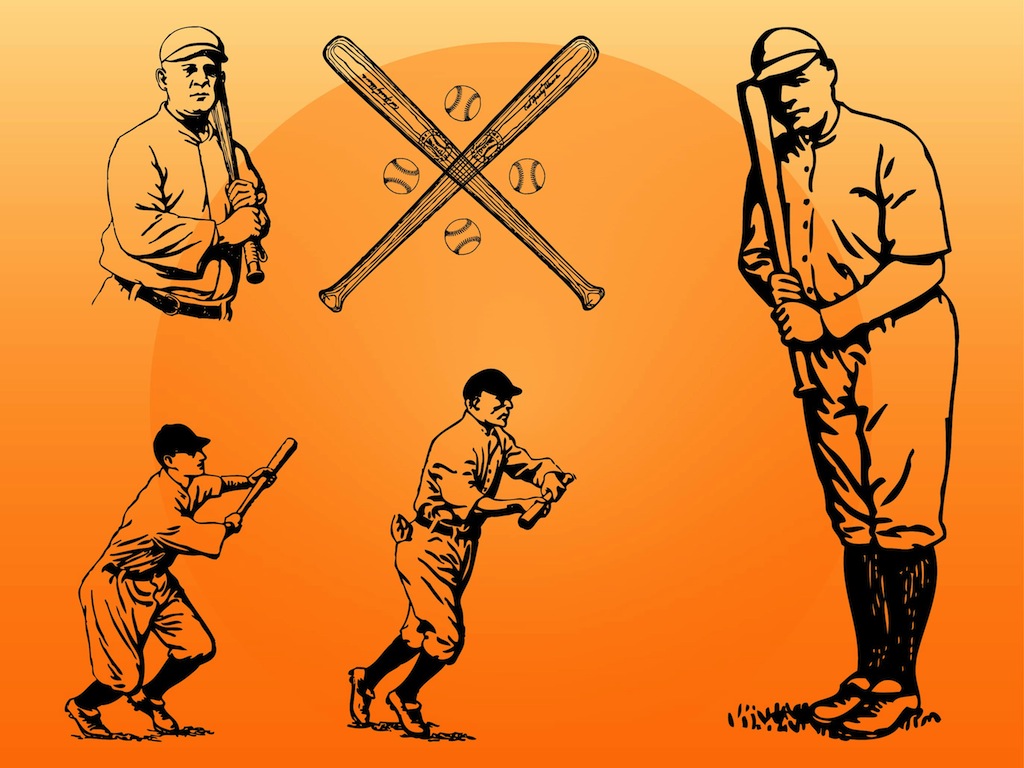 1024x768 Vintage Baseball Vector Art Amp Graphics