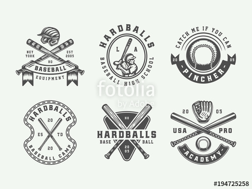 500x375 Vintage Baseball Sport Logos, Emblems, Badges, Marks, Labels