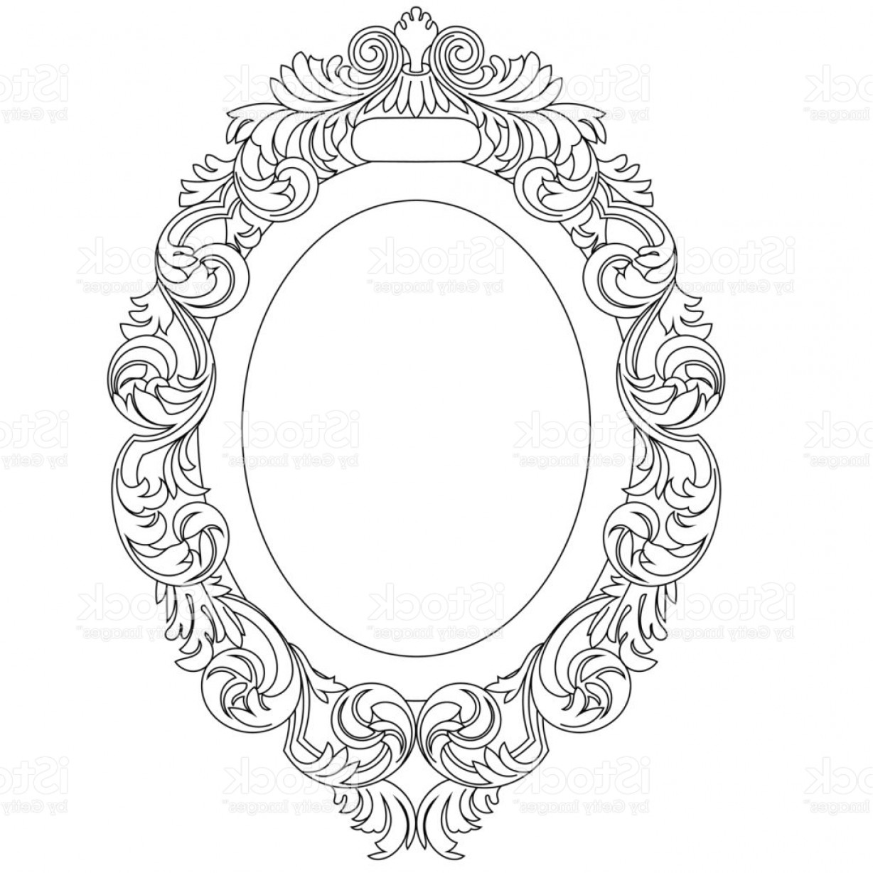 1228x1228 Oval Vintage Border Frame Engraving With Retro Ornament Pattern In