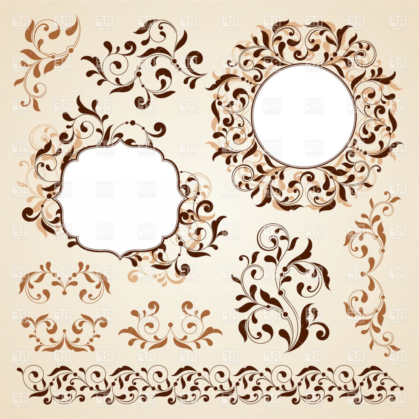 1440x1440 Curly Vintage Vignettes And Borders Vector Clipart Sohadacouri
