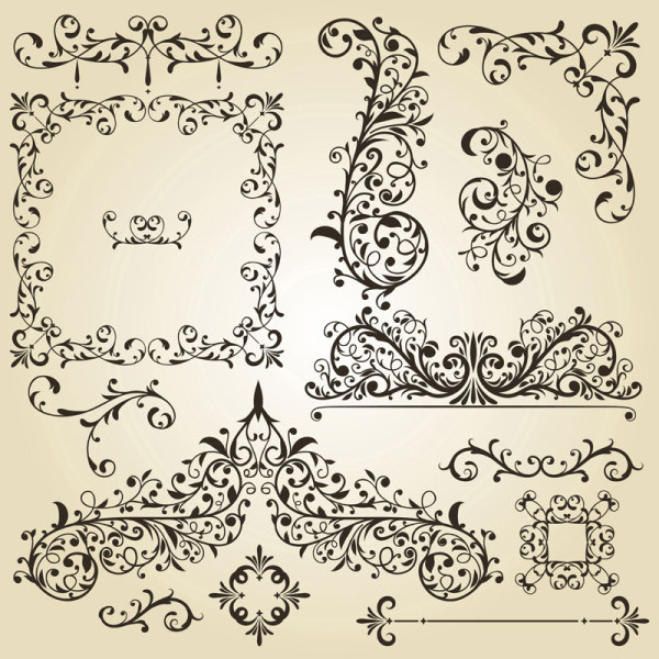 600x600 Vintage Floral Accessories And Borders Vector 03 Free Vector