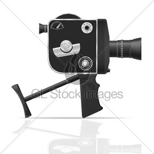 500x500 Old Retro Vintage Movie Video Camera Vector Illustration Gl