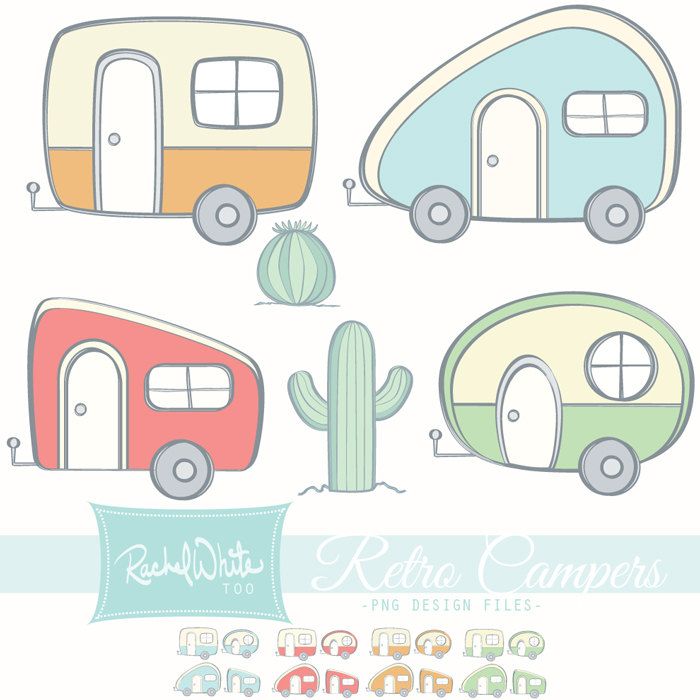 700x700 Retro Campers Vector Illustrations