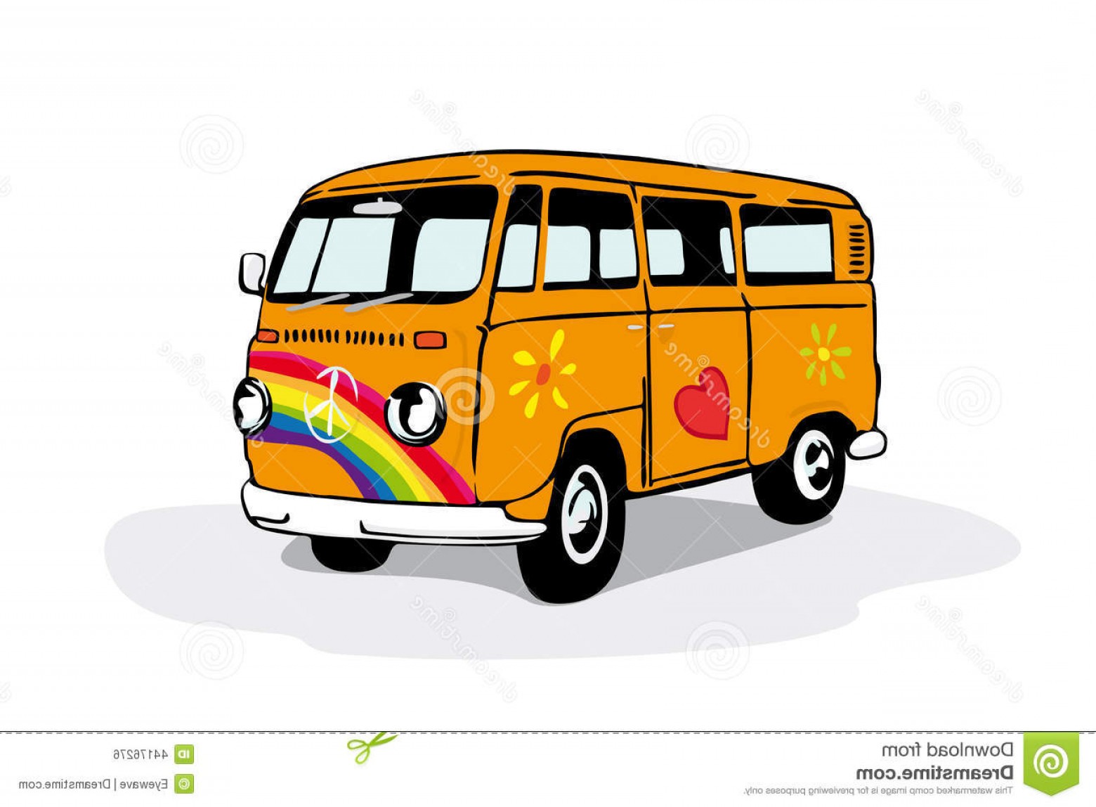 1560x1148 Stock Illustration Colorful Vintage Hippie Van Vector Illustration