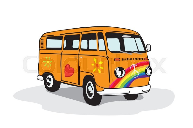 800x533 Vector Illustration Of Vintage Camper Van Painted With Flowers