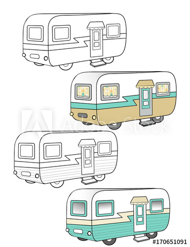 385x500 Vintage Camper Trailer Vector Illustration