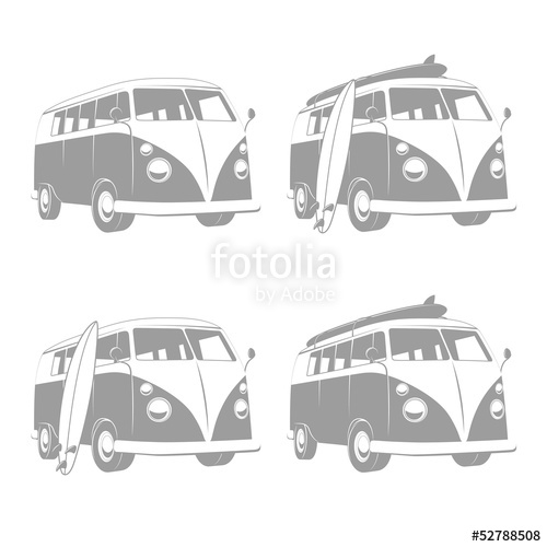 500x500 Vintage Camper Bus Van With Surfboards Stock Image And Royalty