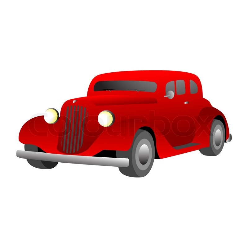800x799 Red Gradiented Vintage Car, Vector Illustration Stock Vector