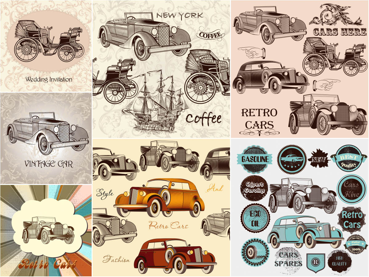 1200x900 Vintage Cars Vector Free Download Vectorpicfree (Free Ai Eps)