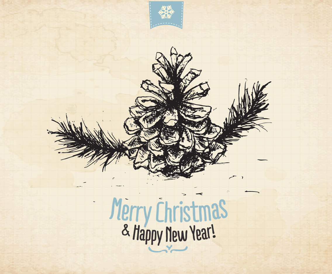 1136x936 Vintage Christmas Pine Vector Vector Art Amp Graphics