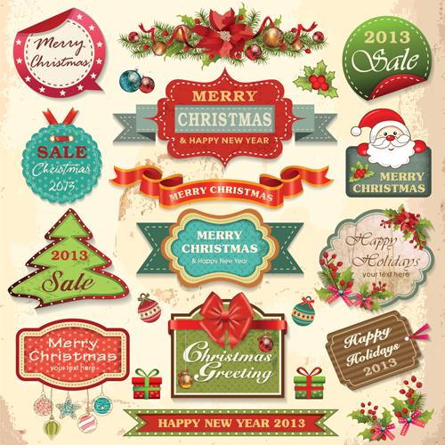 500x500 Vintage Christmas Labels And Elements Vector Set 04 Free Download