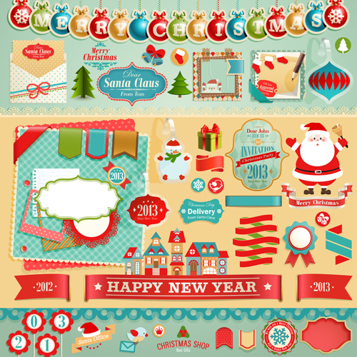 500x500 Vintage Christmas Labels And Elements Vector Set 05 Free Download