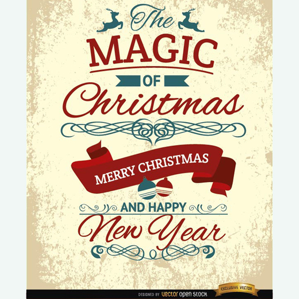 600x600 Vintage Grunge Christmas Vector Poster