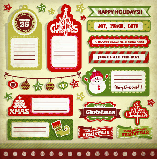 500x506 Vintage Christmas Elements And Labels Vector 04 Fdf Xmas