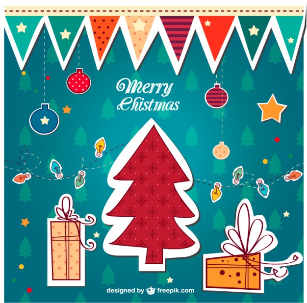 626x618 Colorful Vintage Merry Christmas Vector Vector Free Download
