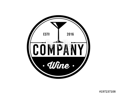 500x400 Vector Wine Glass Sign Symbol Icon Logo Vintage Circle Stock
